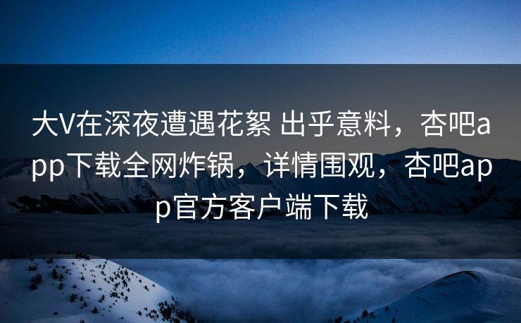 大V在深夜遭遇花絮 出乎意料，杏吧app下载全网炸锅，详情围观，杏吧app官方客户端下载